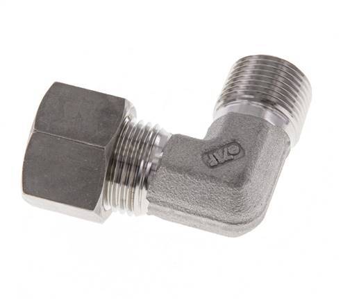 R 3/8'' Male x 12L Stainless steel 90 deg Elbow Compression Fitting 315 Bar DIN 2353