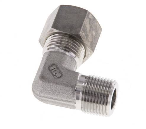 R 3/8'' Male x 12L Stainless steel 90 deg Elbow Compression Fitting 315 Bar DIN 2353