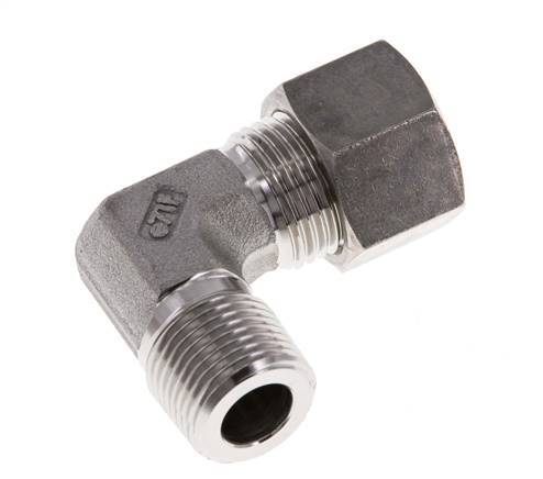R 3/8'' Male x 12L Stainless steel 90 deg Elbow Compression Fitting 315 Bar DIN 2353