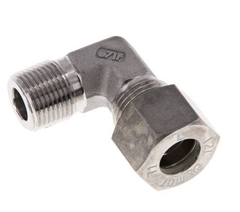 R 3/8'' Male x 12L Stainless steel 90 deg Elbow Compression Fitting 315 Bar DIN 2353