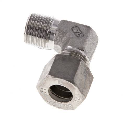 R 3/8'' Male x 12L Stainless steel 90 deg Elbow Compression Fitting 315 Bar DIN 2353