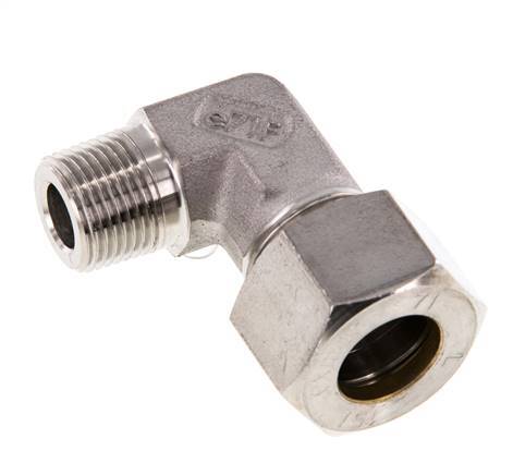 R 3/8'' Male x 15L Stainless steel 90 deg Elbow Compression Fitting 315 Bar DIN 2353