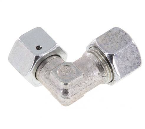 M18x1.5 x 12L Zinc plated Steel Adjustable 90 deg Elbow Fitting with Sealing cone and O-ring 315 Bar DIN 2353