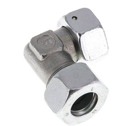 M26x1.5 x 18L Zinc plated Steel Adjustable 90 deg Elbow Fitting with Sealing cone and O-ring 315 Bar DIN 2353