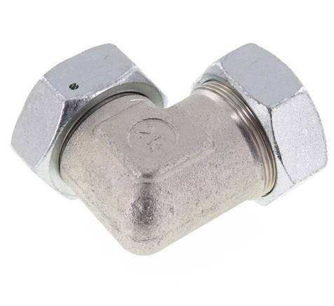 M52x2 x 42L Zinc plated Steel Adjustable 90 deg Elbow Fitting with Sealing cone and O-ring 160 Bar DIN 2353