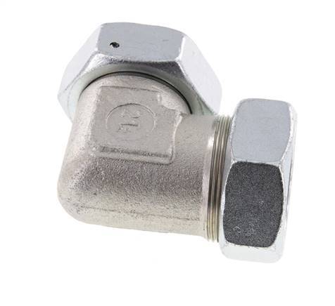M52x2 x 42L Zinc plated Steel Adjustable 90 deg Elbow Fitting with Sealing cone and O-ring 160 Bar DIN 2353