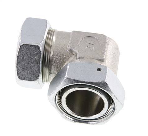 M52x2 x 42L Zinc plated Steel Adjustable 90 deg Elbow Fitting with Sealing cone and O-ring 160 Bar DIN 2353