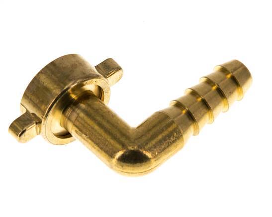 G 1/2'' x 10mm Brass 90 deg Elbow Hose barb with NBR Seal and Wing Nut 16 Bar