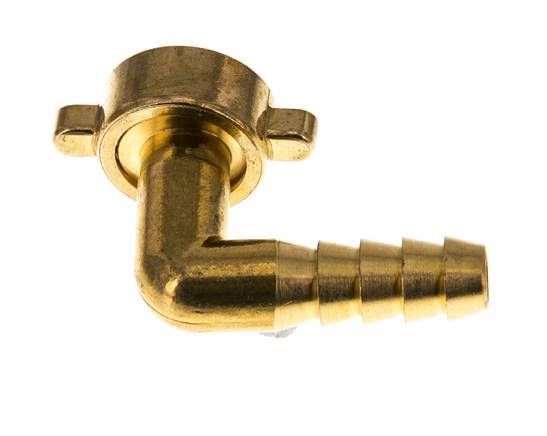 G 1/2'' x 10mm Brass 90 deg Elbow Hose barb with NBR Seal and Wing Nut 16 Bar