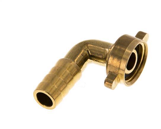 G 1/2'' x 13mm Brass 90 deg Elbow Hose barb with NBR Seal and Wing Nut 16 Bar