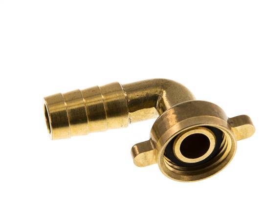 G 1/2'' x 13mm Brass 90 deg Elbow Hose barb with NBR Seal and Wing Nut 16 Bar