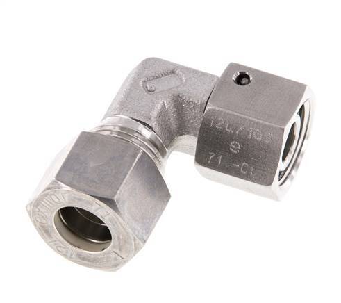 M18x1.5 x 12L Stainless steel Adjustable 90 deg Elbow Compression Fitting with Sealing cone and O-ring 315 Bar DIN 2353