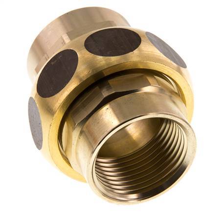Rp 1'' Brass Double Nipple 3-pieces with Conically sealing 16 Bar