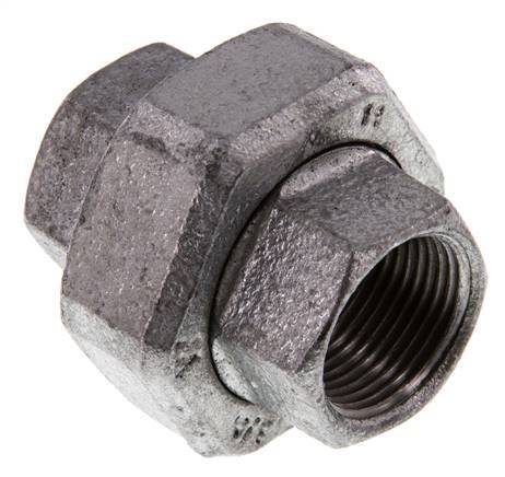 Rp 3/4'' Zinc plated Cast iron Double Nipple 3-pieces with Conically sealing 25 Bar