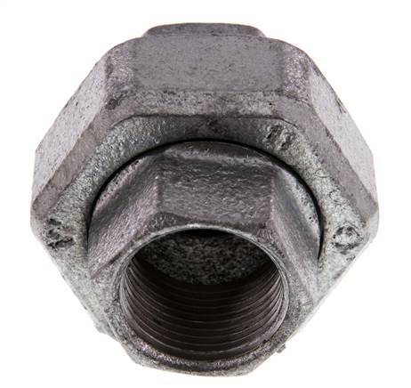 Rp 3/4'' Zinc plated Cast iron Double Nipple 3-pieces with Conically sealing 25 Bar