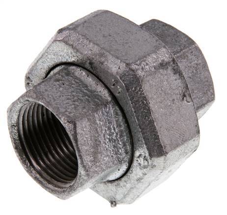 Rp 3/4'' Zinc plated Cast iron Double Nipple 3-pieces with Conically sealing 25 Bar