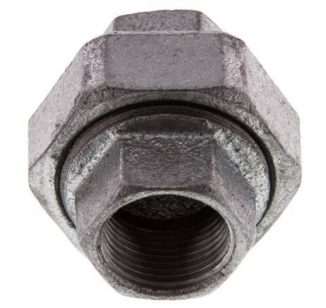 Rp 3/4'' Zinc plated Cast iron Double Nipple 3-pieces with Conically sealing 25 Bar