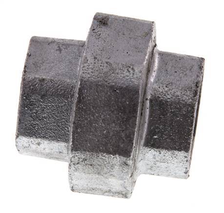 Rp 1'' Zinc plated Cast iron Double Nipple 3-pieces with Conically sealing 25 Bar