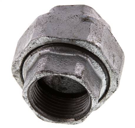 Rp 1'' Zinc plated Cast iron Double Nipple 3-pieces with Conically sealing 25 Bar