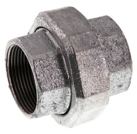 Rp 1 1/2'' Zinc plated Cast iron Double Nipple 3-pieces with Conically sealing 25 Bar