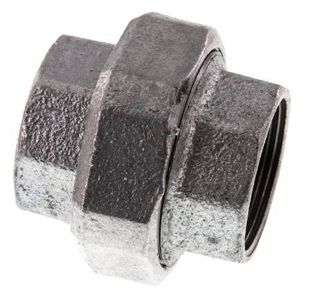 Rp 1 1/2'' Zinc plated Cast iron Double Nipple 3-pieces with Conically sealing 25 Bar