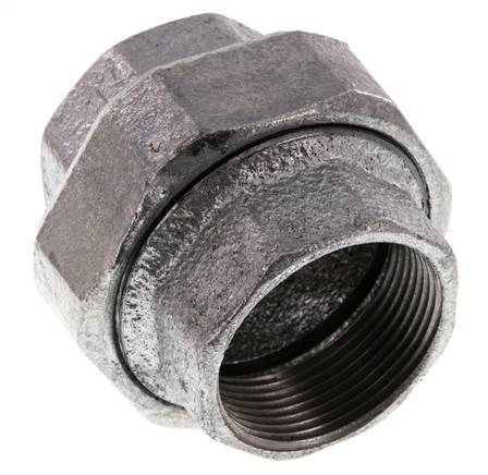 Rp 1 1/2'' Zinc plated Cast iron Double Nipple 3-pieces with Conically sealing 25 Bar