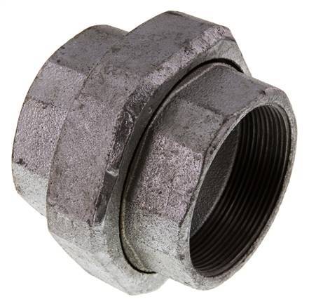 Rp 2 1/2'' Zinc plated Cast iron Double Nipple 3-pieces with Conically sealing 25 Bar