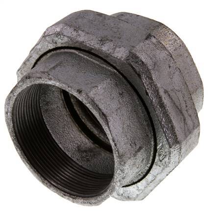 Rp 2 1/2'' Zinc plated Cast iron Double Nipple 3-pieces with Conically sealing 25 Bar