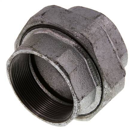 Rp 2 1/2'' Zinc plated Cast iron Double Nipple 3-pieces with Conically sealing 25 Bar