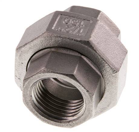 Rp 1/2'' Stainless steel Double Nipple 3-pieces with Conically sealing 16 Bar