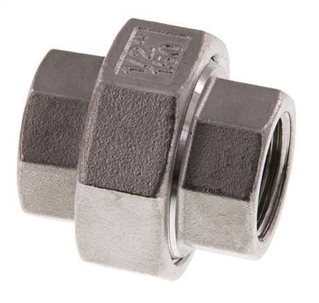 Rp 1/2'' Stainless steel Double Nipple 3-pieces with Conically sealing 16 Bar