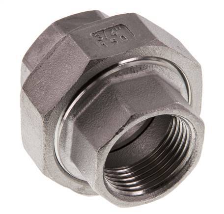 Rp 3/4'' Stainless steel Double Nipple 3-pieces with Conically sealing 16 Bar