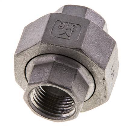 3/8'' NPT Stainless steel Double Nipple 3-pieces with Conically sealing 16 Bar