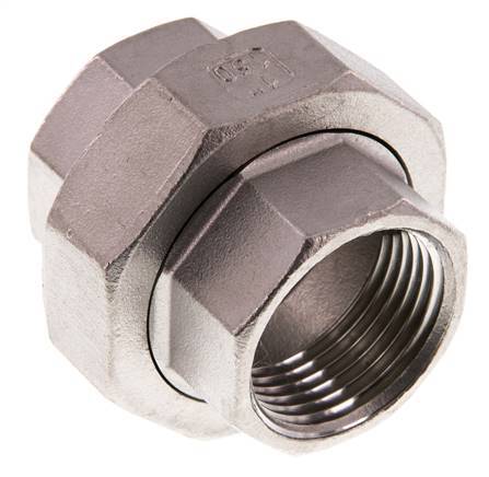 Rp 1'' Stainless steel Double Nipple 3-pieces with Conically sealing 16 Bar