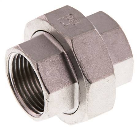 Rp 1'' Stainless steel Double Nipple 3-pieces with Conically sealing 16 Bar