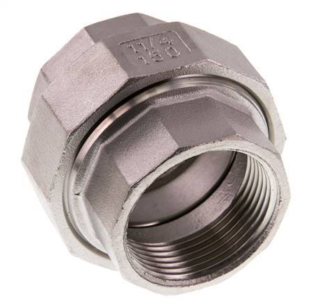 Rp 1 1/4'' Stainless steel Double Nipple 3-pieces with Conically sealing 16 Bar