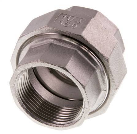 Rp 1 1/4'' Stainless steel Double Nipple 3-pieces with Conically sealing 16 Bar