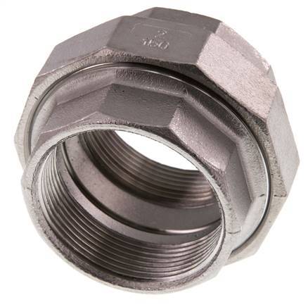 Rp 2'' Stainless steel Double Nipple 3-pieces with Conically sealing 16 Bar