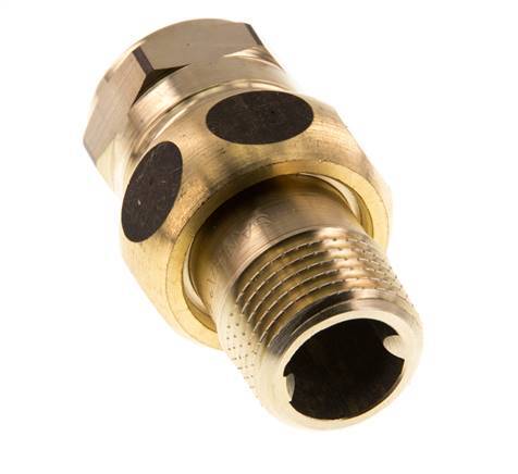 Rp 1/2'' x R 1/2'' F/M Brass Double Nipple 3-pieces with Conically sealing 16 Bar