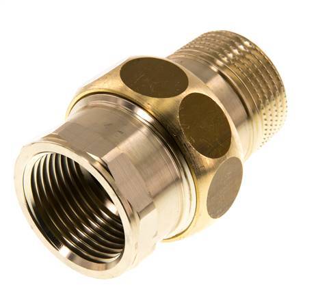 Rp 1'' x R 1'' F/M Brass Double Nipple 3-pieces with Conically sealing 16 Bar