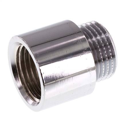 G 1/2'' F/M Chromium plated Brass Extension DIN 3523 - 20 mm