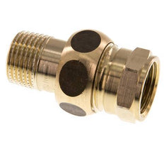 Rp 1/2'' x R 1/2'' F/M Brass Double Nipple 3-pieces with Flat sealing 16 Bar