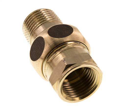 Rp 1/2'' x R 1/2'' F/M Brass Double Nipple 3-pieces with Flat sealing 16 Bar