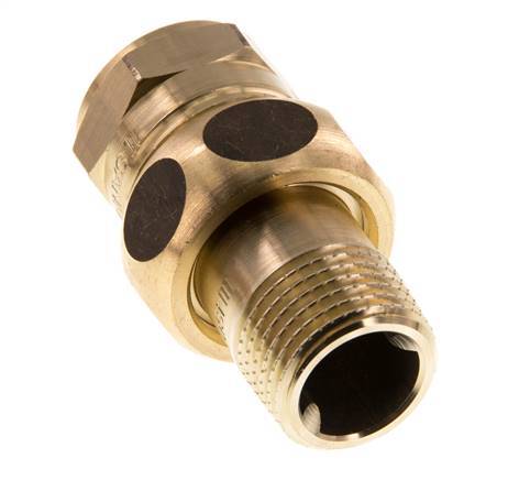 Rp 1/2'' x R 1/2'' F/M Brass Double Nipple 3-pieces with Flat sealing 16 Bar