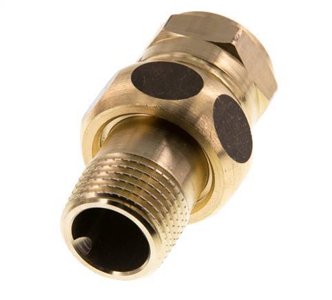 Rp 1/2'' x R 1/2'' F/M Brass Double Nipple 3-pieces with Flat sealing 16 Bar