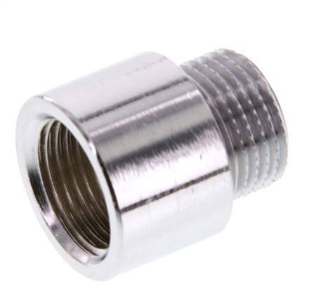 G 3/8'' F/M Chromium plated Brass Extension DIN 3523 - 15 mm [2 Pieces]