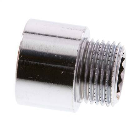 G 3/8'' F/M Chromium plated Brass Extension DIN 3523 - 15 mm [2 Pieces]