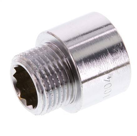 G 3/8'' F/M Chromium plated Brass Extension DIN 3523 - 15 mm [2 Pieces]