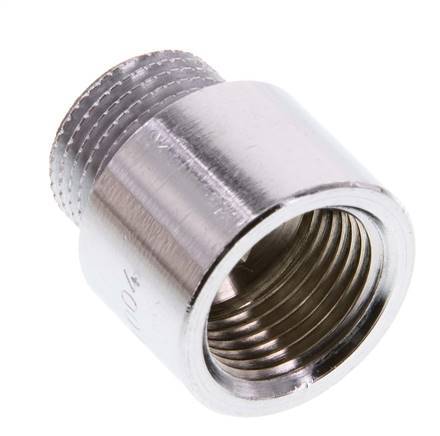 G 3/8'' F/M Chromium plated Brass Extension DIN 3523 - 15 mm [2 Pieces]