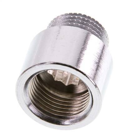 G 3/8'' F/M Chromium plated Brass Extension DIN 3523 - 15 mm [2 Pieces]